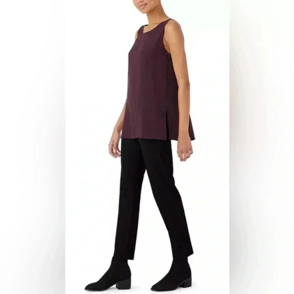Eileen Fisher Women’s 100% Silk Sleeveless Tank Camisole Top Green Back - Picture 9 of 12